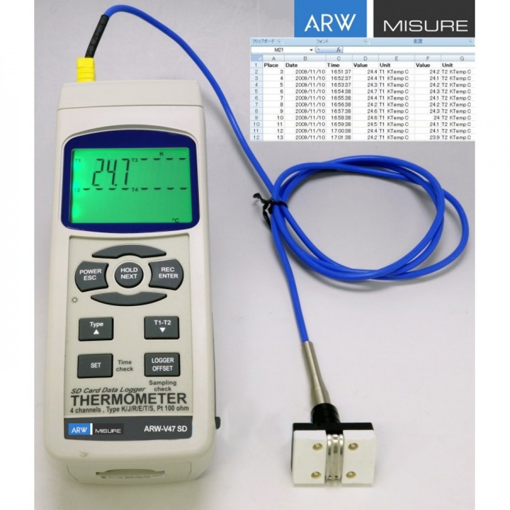 4-channel thermometer with sd card ARW-V47 SD 